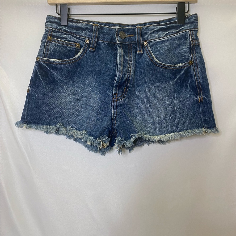 Free People High Rise button fly denim shorts 25